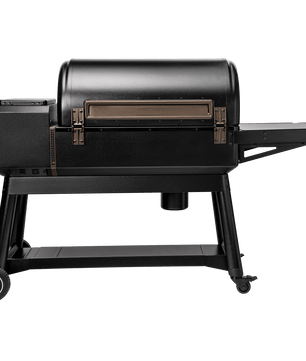 Black outdoor grill on a white background
