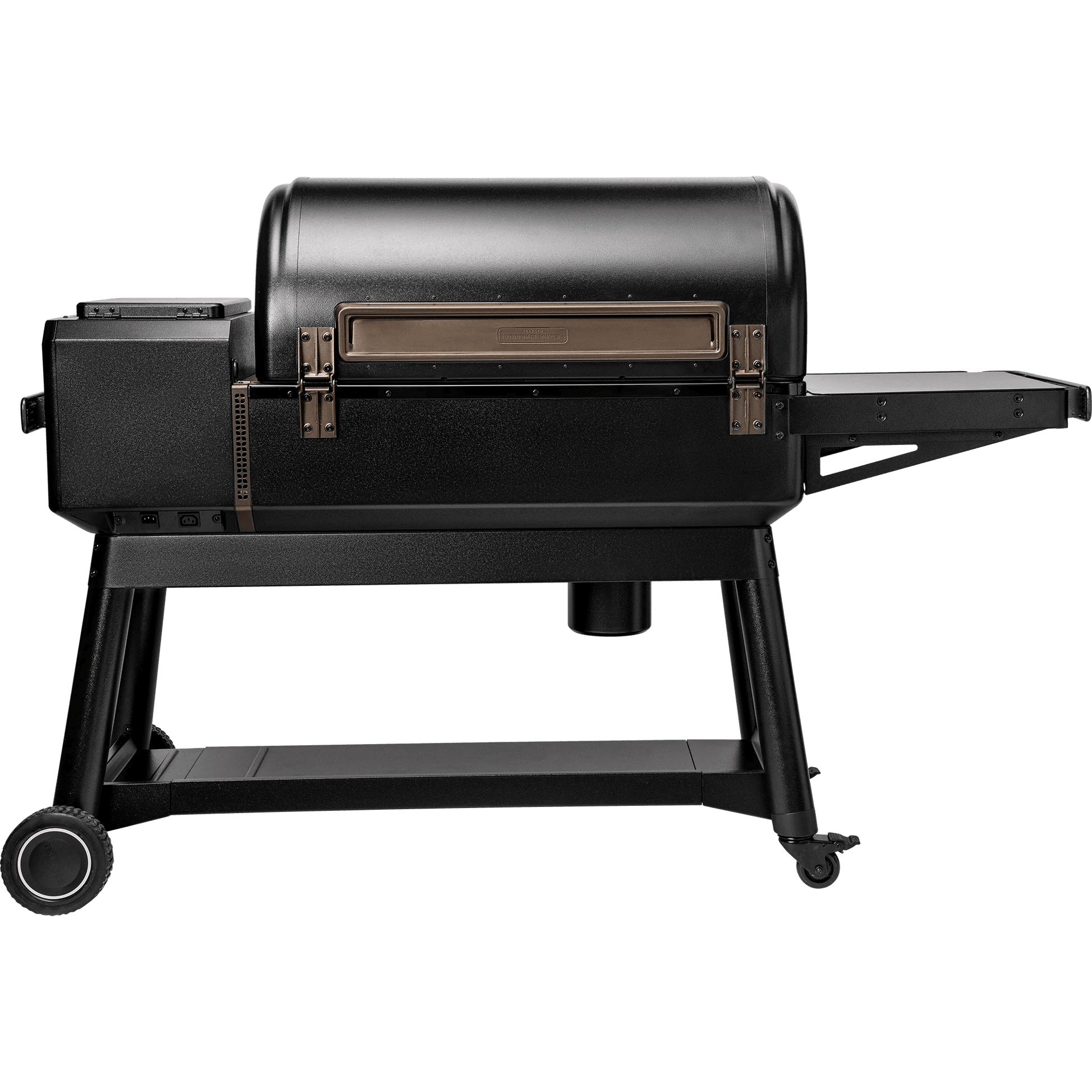 Black outdoor grill on a white background
