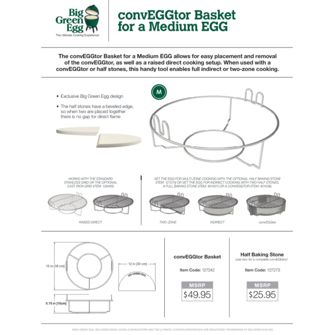 Big Green Egg 'EGGspander convEGGtor Basket' - Medium - Smoked Bbq Co