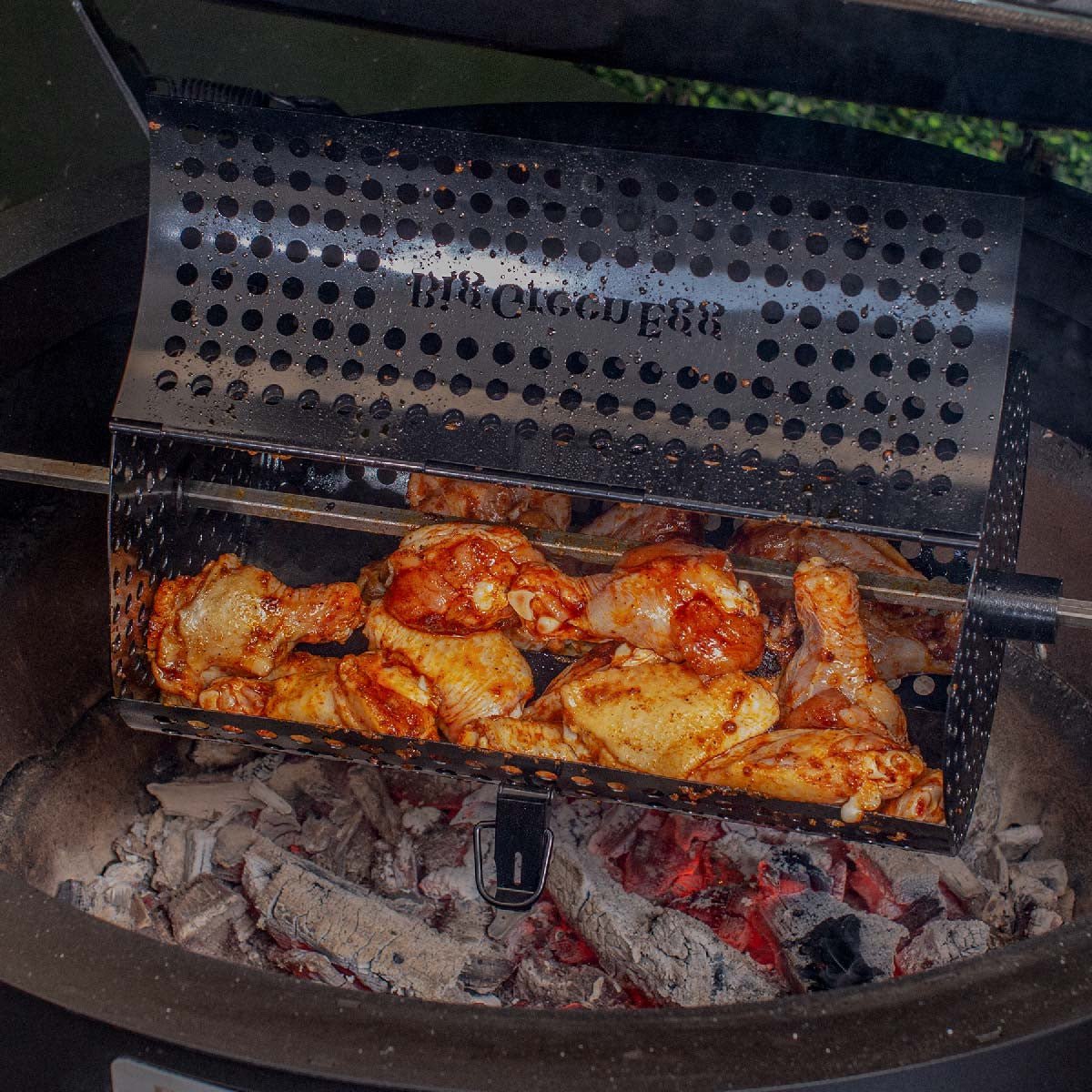 Big Green Egg 'Rotisserie Tumbler Basket' - COMING SOON! - Smoked Bbq Co