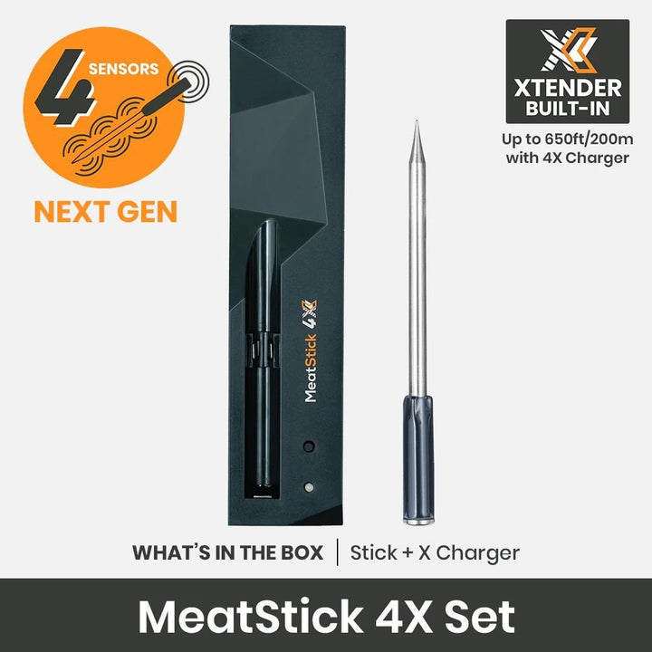 MeatStick 4 Quad Sensors Wireless Meat Thermometer - Smoked Bbq Co