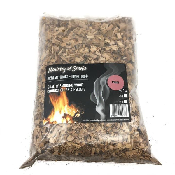 Ministry of Smoke CHIPS - Plum 1kg - Smoked Bbq Co