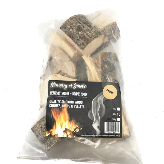 Ministry of Smoke CHUNKS - Pecan 2kg - Smoked Bbq Co