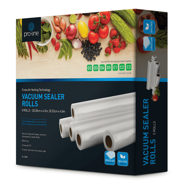 Pro-line 'VS-23MR' Food Vacuum Sealer Bags 5 Rolls 2 Sizes - Smoked Bbq Co